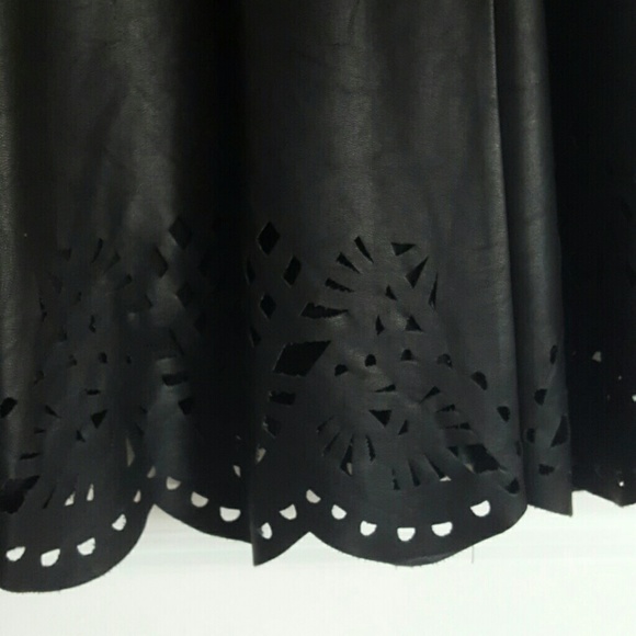Faux Leather Dress with Laser Cutouts - Picture 2 of 4