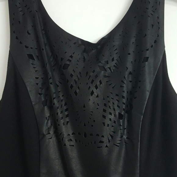Faux Leather Dress with Laser Cutouts - Picture 3 of 4