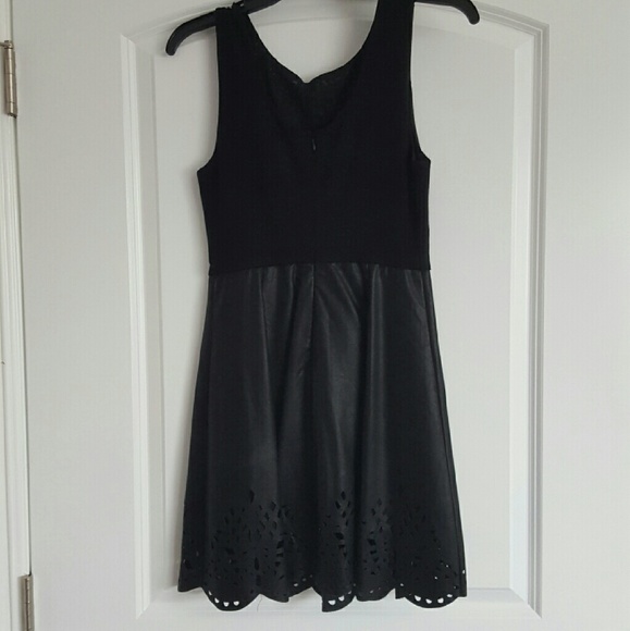 Faux Leather Dress with Laser Cutouts - Picture 4 of 4