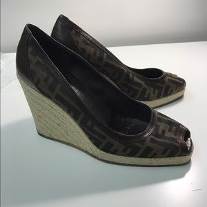 FENDI Espadrille Wedge Sandals