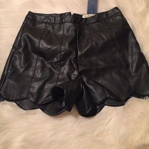 Black leather shorts