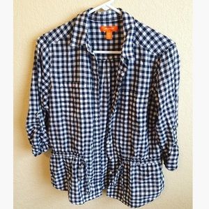 Joe Fresh Tie Waist Plaid Blouse