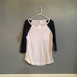 Navy and White Baseball Tee