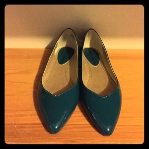 Audrey Brooke Cici Teal Patent Leather Flat