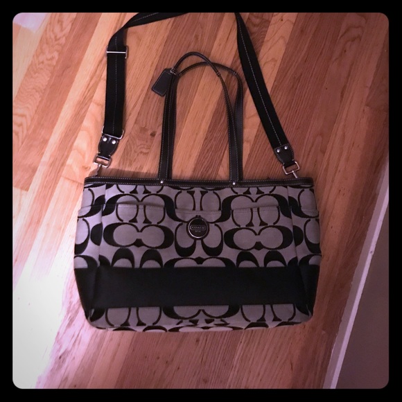 Coach Tote, black and gray