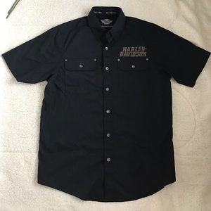 Harley Davidson Black Short Sleeve Buttoned Shirt