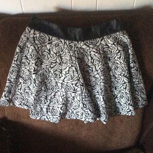 Floral Black and White Mini Skirt
