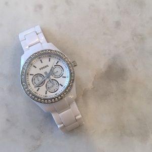 White Acrylic Fossil Watch