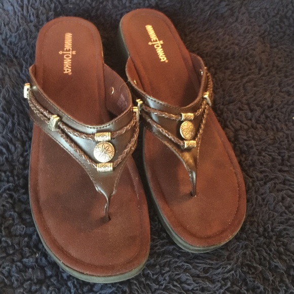 Minnetonka Dark Brown Sandals