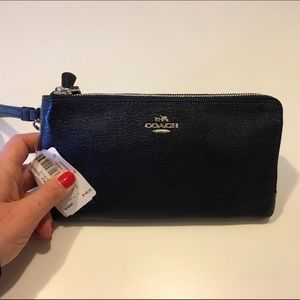 Dark Blue Coach Wristlet