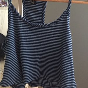 Blue striped razor back crop top