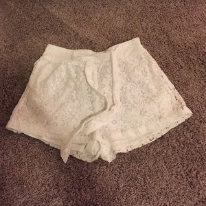 White lace shorts