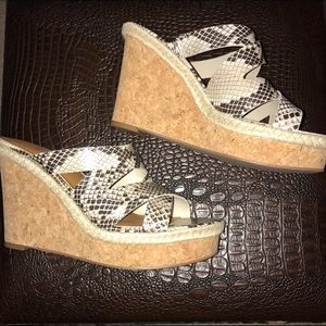 Snake Print Wedge Sandals