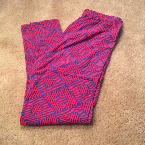 Blue and red leggings