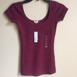 Maroon cap sleeved ballerina top