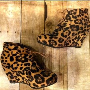 Leopard Faux Suede Wedges