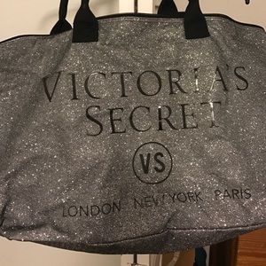 Victoria's Secret silver sparkly weekend bag