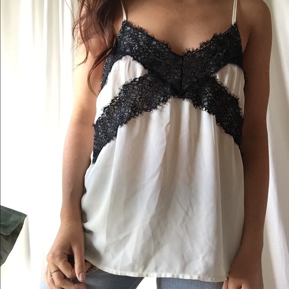 Cream and Black Lacy Camisole