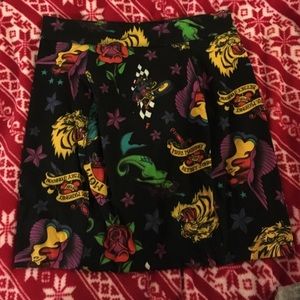 Black Print Mini Skirt by Bettsey Johnson