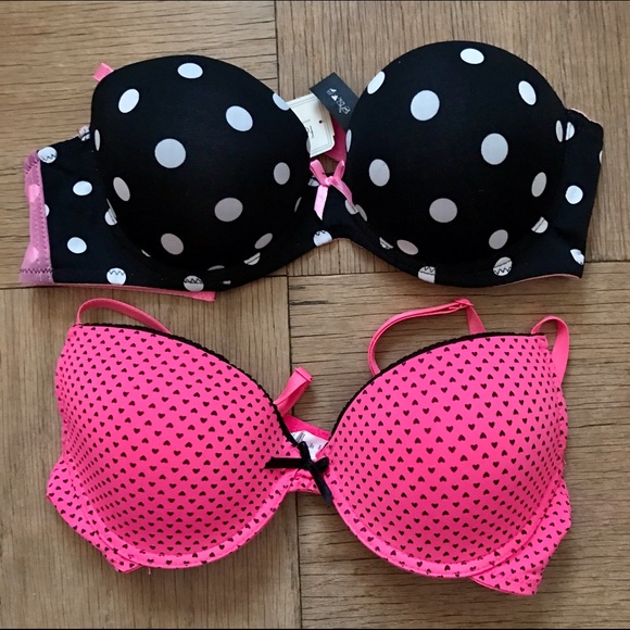 Two Forever21 Bras: Polka Dot & Tiny Hearts