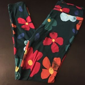NWOT LuLaRoe OS green floral leggings