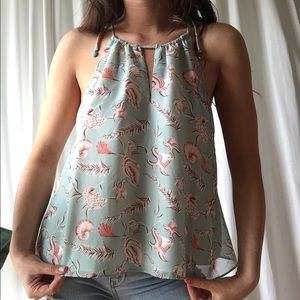 Light Blue tropical halter top