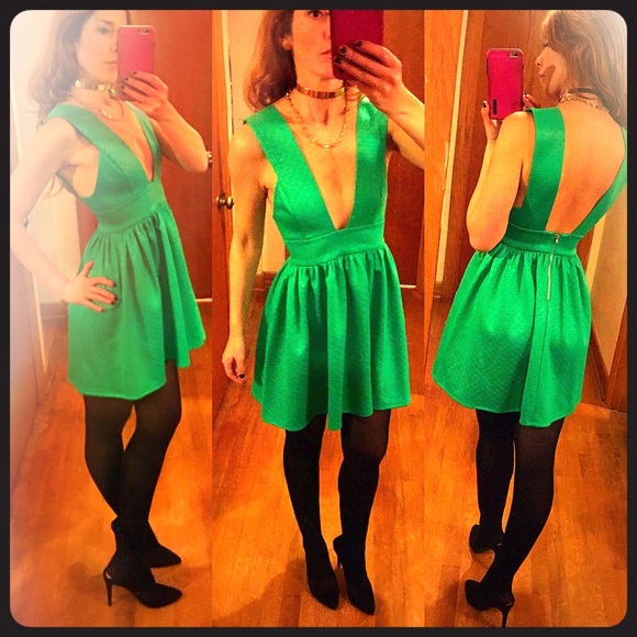 Nasty Gal Deep V Skater Dress