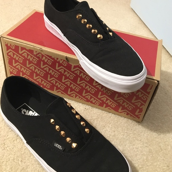 Women's Black with gold spike Vans