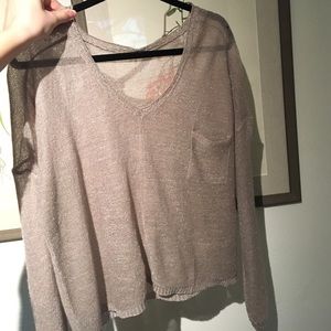 Chan Luu metallic sweater in beige