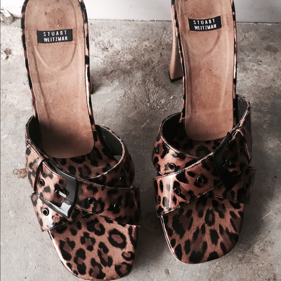 Stuart Weitzman Leather 60s Print Pinup Leopard A… - image 3