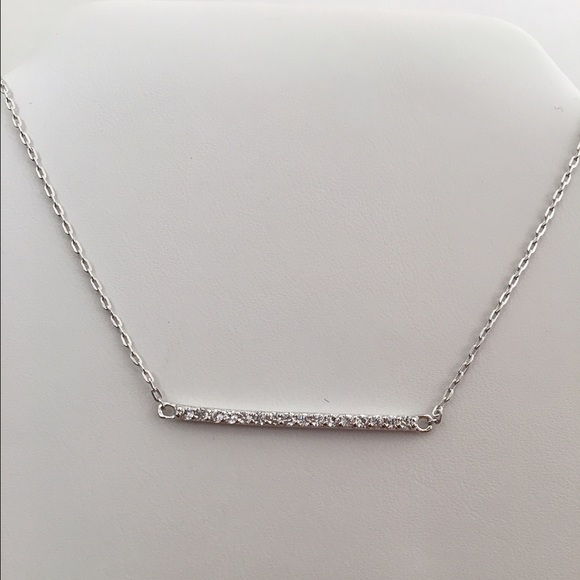 Sterling Silver 925 Cubic Zirconia Bar Necklace