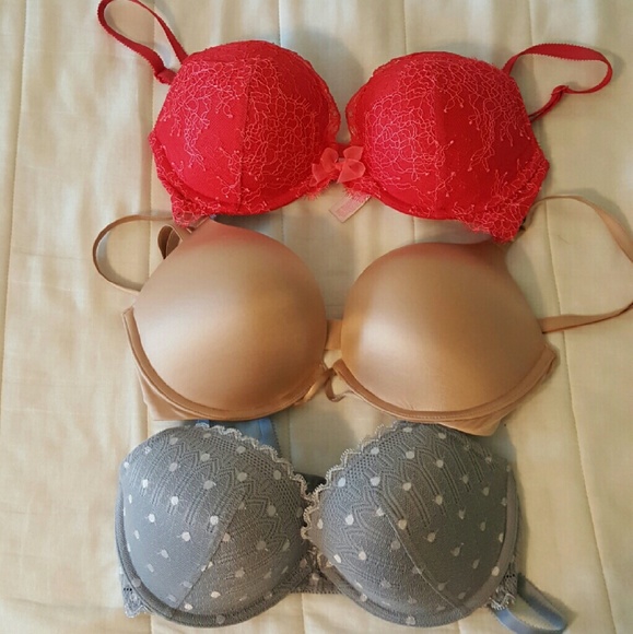 Two (2) 32D Bras (Red and Gray)