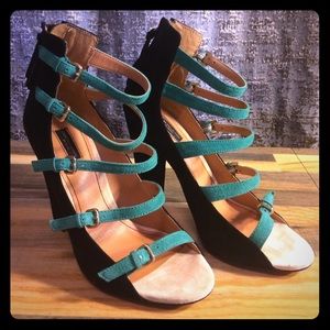 Zara Teal Strappy Heels