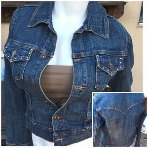 CROPPED Blingy Denim Button Up with Rhinestones