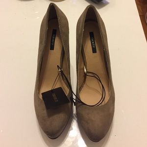 Faux suede platform heels