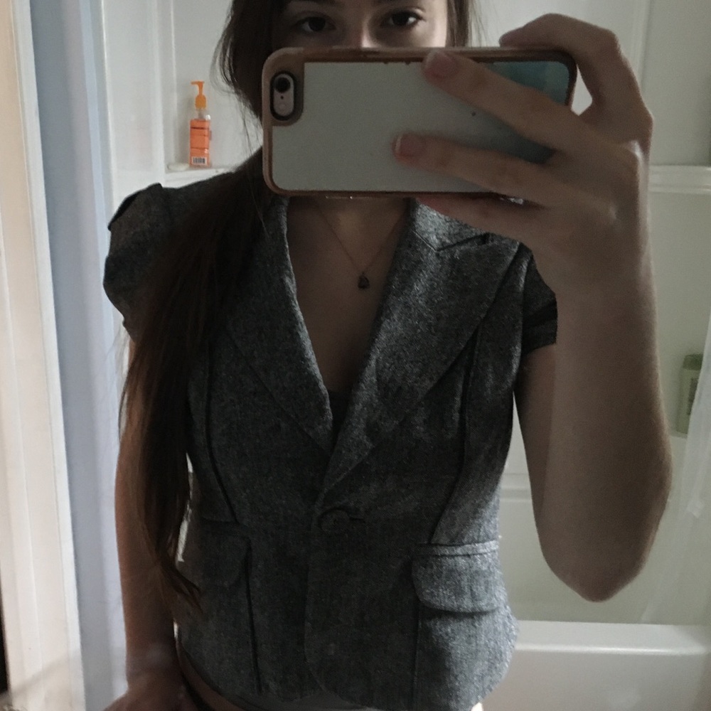 Gray Short Sleeve Blazer from Bebe