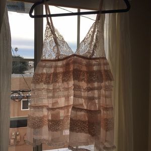 Peach lace babydoll lingerie from Victorias Secret