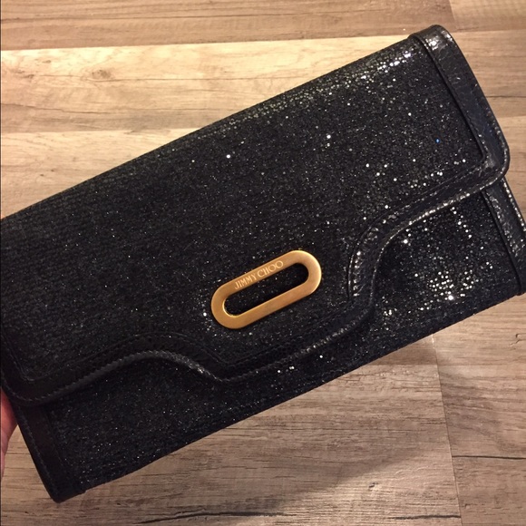 Jimmy Choo Black Glitter Clutch