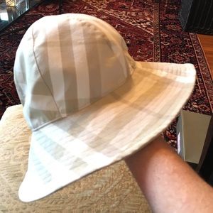 Authentic Burberry tan check rain hat