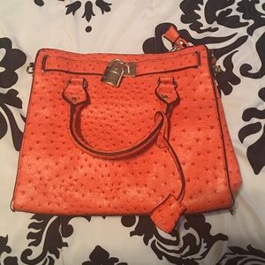Orange faux croc handbag