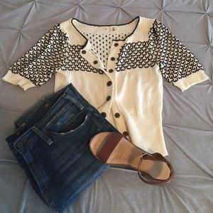 Anthropologie Moth Ornate Sweater Knit Cardigan