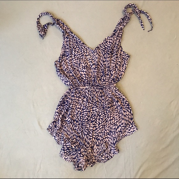 Blue beach cover up romper