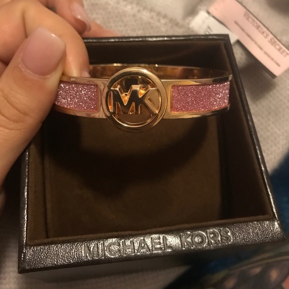MK logo hinged glitter bracelet