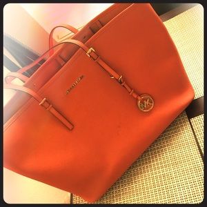 Orange Michael Kors Large Tote Bag