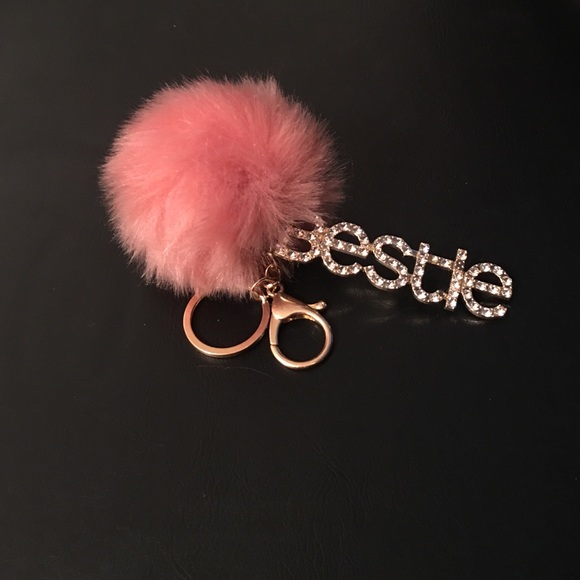 Bestie/ Best friend/ BFF Key chain w puff ball