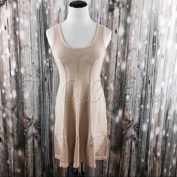 🎉CLEARANCE🎉Beige Nude Sleeveless Knit Mini Dress - Picture 3 of 4