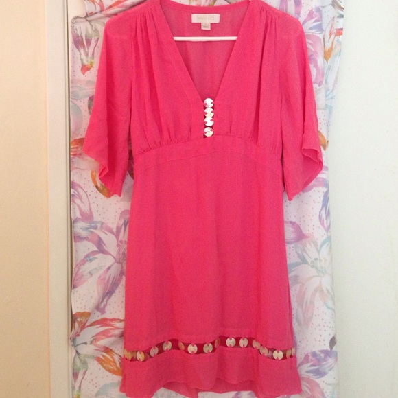 Tamara Catz Pink dress with shell embellishment