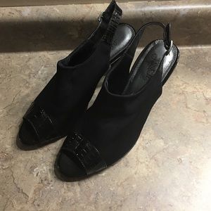 Black peep toe heels