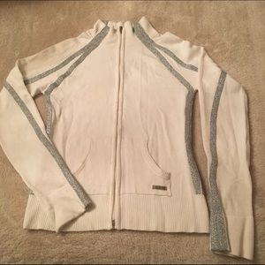 Bebe sport white and silver top