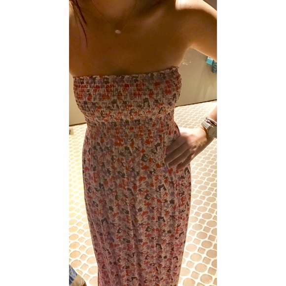 AQUA printed/strapless Maxi dress size XS
